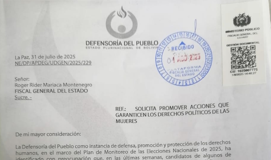 DEFENSORÍA DEL PUEBLO PIDE AL TSE Y LA FGE PROTEGER A LAS CANDIDATAS DEL ACOSO Y LA VIOLENCIA POLÍTICA