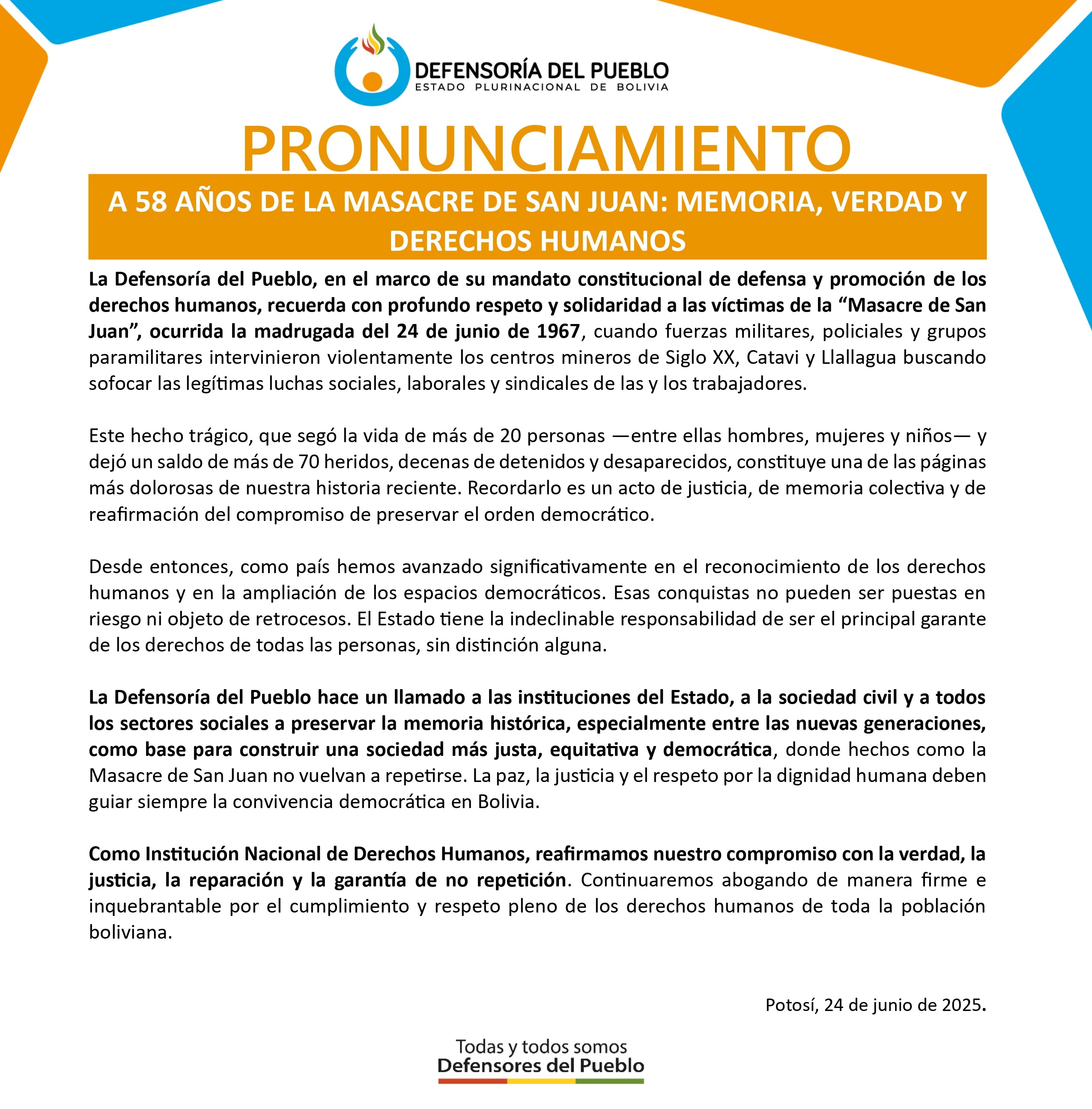 A 58 AÑOS DE LA MASACRE DE SAN JUAN: MEMORIA, VERDAD Y DERECHOS HUMANOS