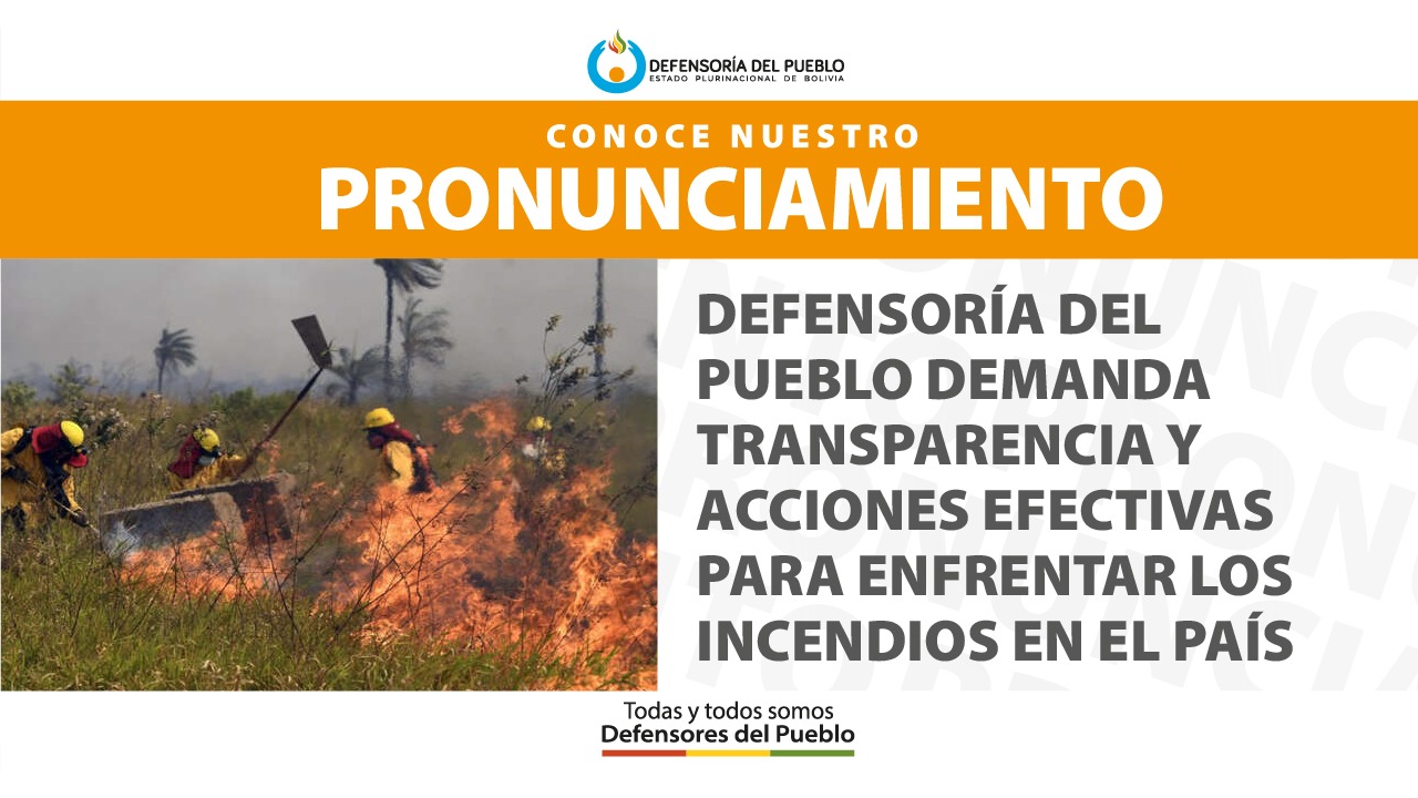 DEFENSORÍA DEL PUEBLO DEMANDA TRANSPARENCIA Y ACCIONES EFECTIVAS PARA ENFRENTAR LOS INCENDIOS EN EL PAÍS